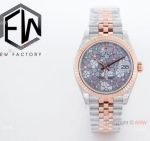 EW Factory Copy Rolex Datejust 31 watch in 2-Tone Rose Gold Gray Dial Floral motif
